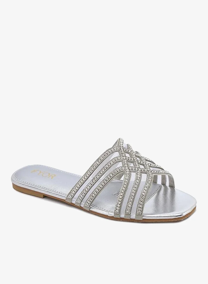 فايور Rhinestone Multi-Strap Flat Sandal MY 378