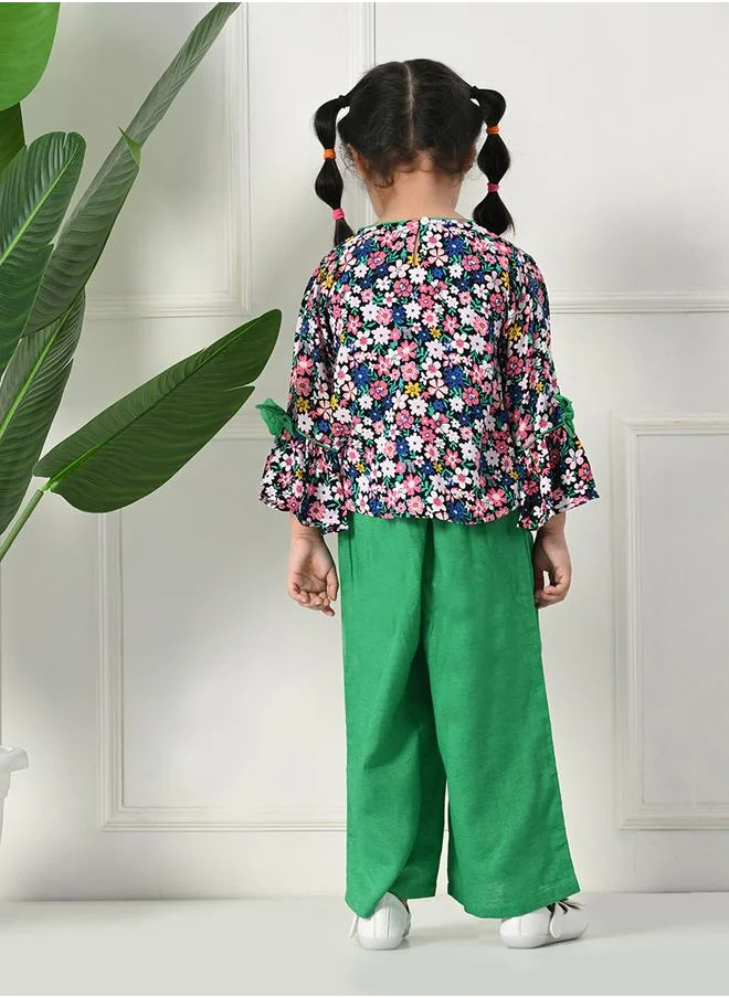BELLA MODA Bella Moda Floral Print Long Sleeve Top and Trousers Set