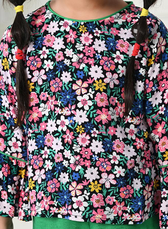 بيلا مودا طقم بلوزة وبنطلون بأكمام طويلة بطبعة زهور بيلا مودا - Image 3