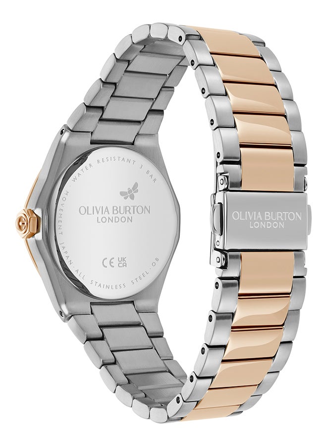 OLIVIA BURTON ساعة أنالوج نسائية بحالة من الفولاذ المقاوم للصدأ على شكل سداسي - Image 5