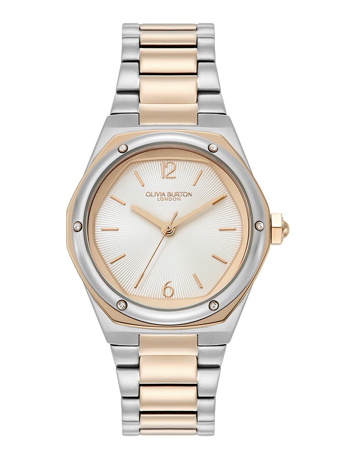 OLIVIA BURTON ساعة أنالوج نسائية بحالة من الفولاذ المقاوم للصدأ على شكل سداسي - Image 1