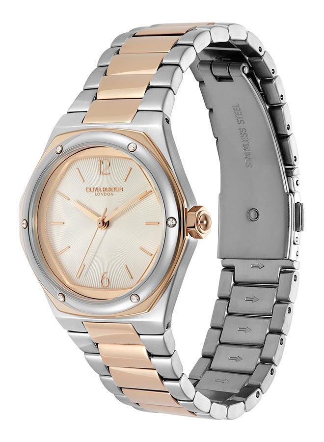 OLIVIA BURTON ساعة أنالوج نسائية بحالة من الفولاذ المقاوم للصدأ على شكل سداسي - Image 2