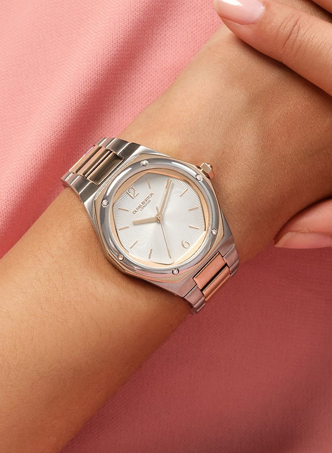 OLIVIA BURTON ساعة أنالوج نسائية بحالة من الفولاذ المقاوم للصدأ على شكل سداسي - Image 3