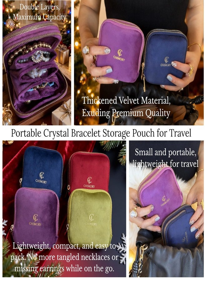 CHIMORY 2026 Travel Jewelry Case, Jewelry Travel Case for Crystal Bracelets, Rings, Bangles with Double Smooth Metal Zipper, Jewelry Pouch for Journey, Crystal Bracelet Jewelry Storage, Mothers Day Gifts - Image 4