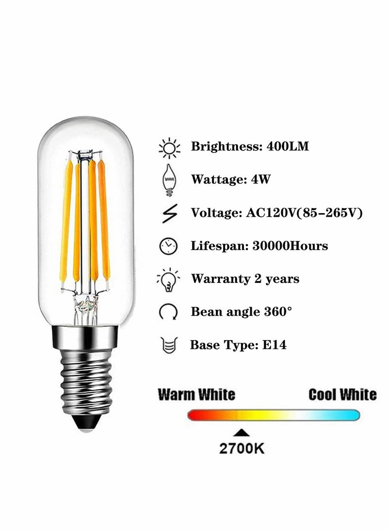 E14 LED Bulb 4W, Equivalent to 40W Candelabra Warm White 2700K T6 Clear Vintage Edison Base for Chandeliers, Ceiling Fans, and Pendants, Pack of 4 - Image 1