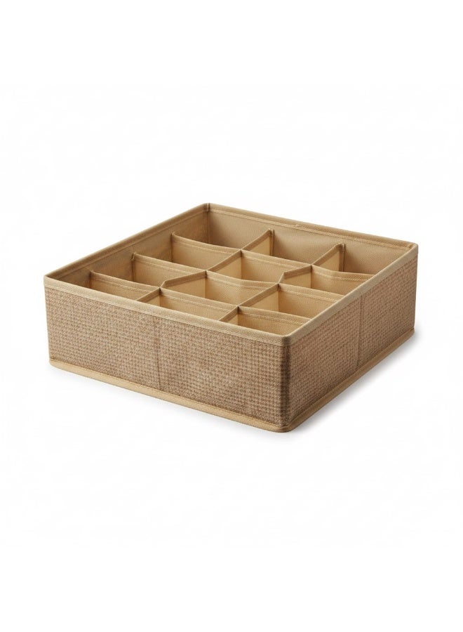 12 Grids Clothing Drawer Organizer - Foldable Fabric Divider for Socks & Underwear - Closet Storage Box - Image 1