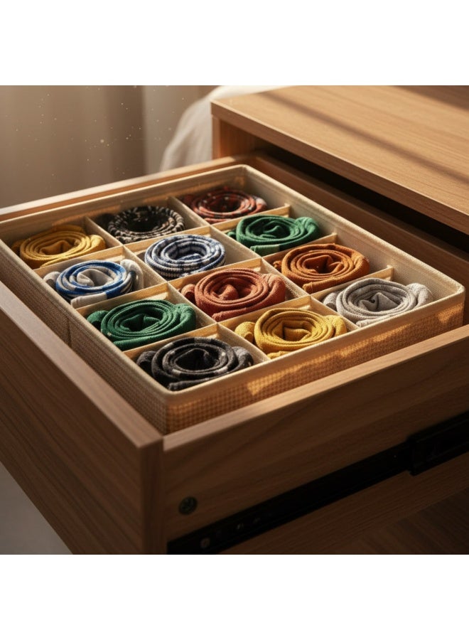 12 Grids Clothing Drawer Organizer - Foldable Fabric Divider for Socks & Underwear - Closet Storage Box - Image 5