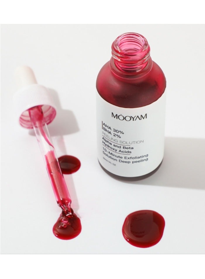 MOOYAM AHA 30% + BHA 2% Peeling Solution Exfoliating AHA 30% BHA 2% Peeling Solution Anti Acne Serum Chemical Peel for Face at Home BHA AHA Mask Red Peel BHA Liquid Exfoliant for Blemishes Wrinkle 30ml  - Image 3