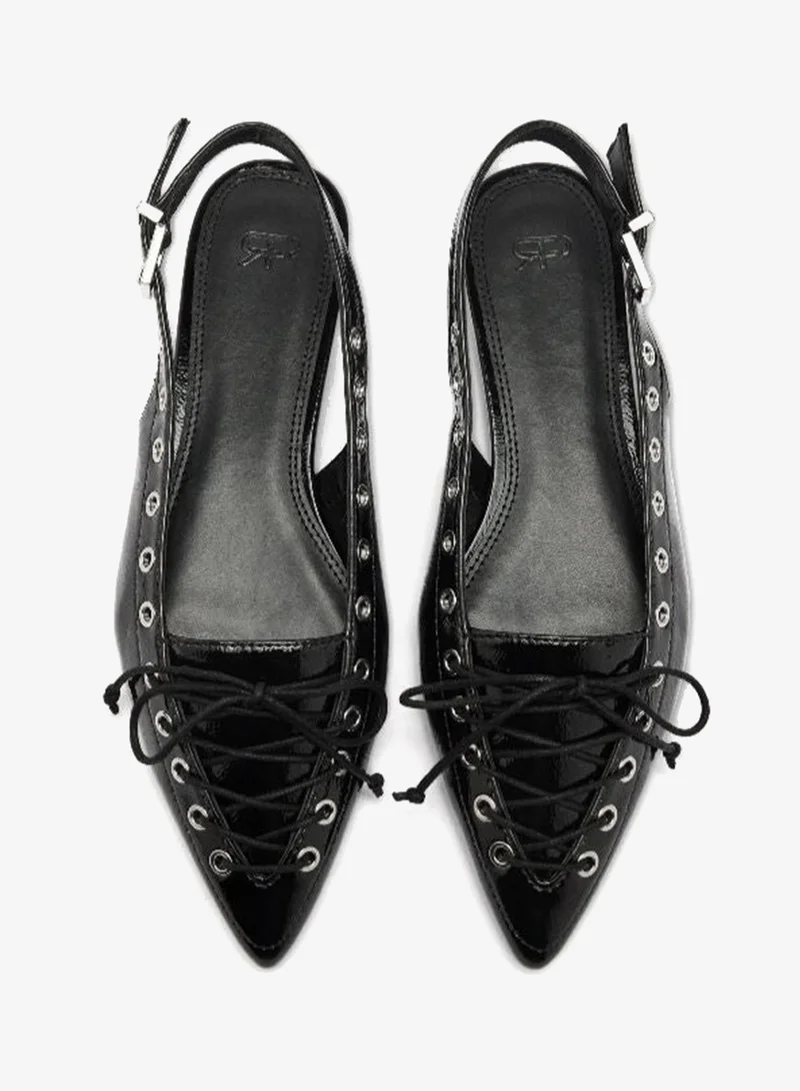 بارفوا أحذية باليه بحزام خلفي مرصعة