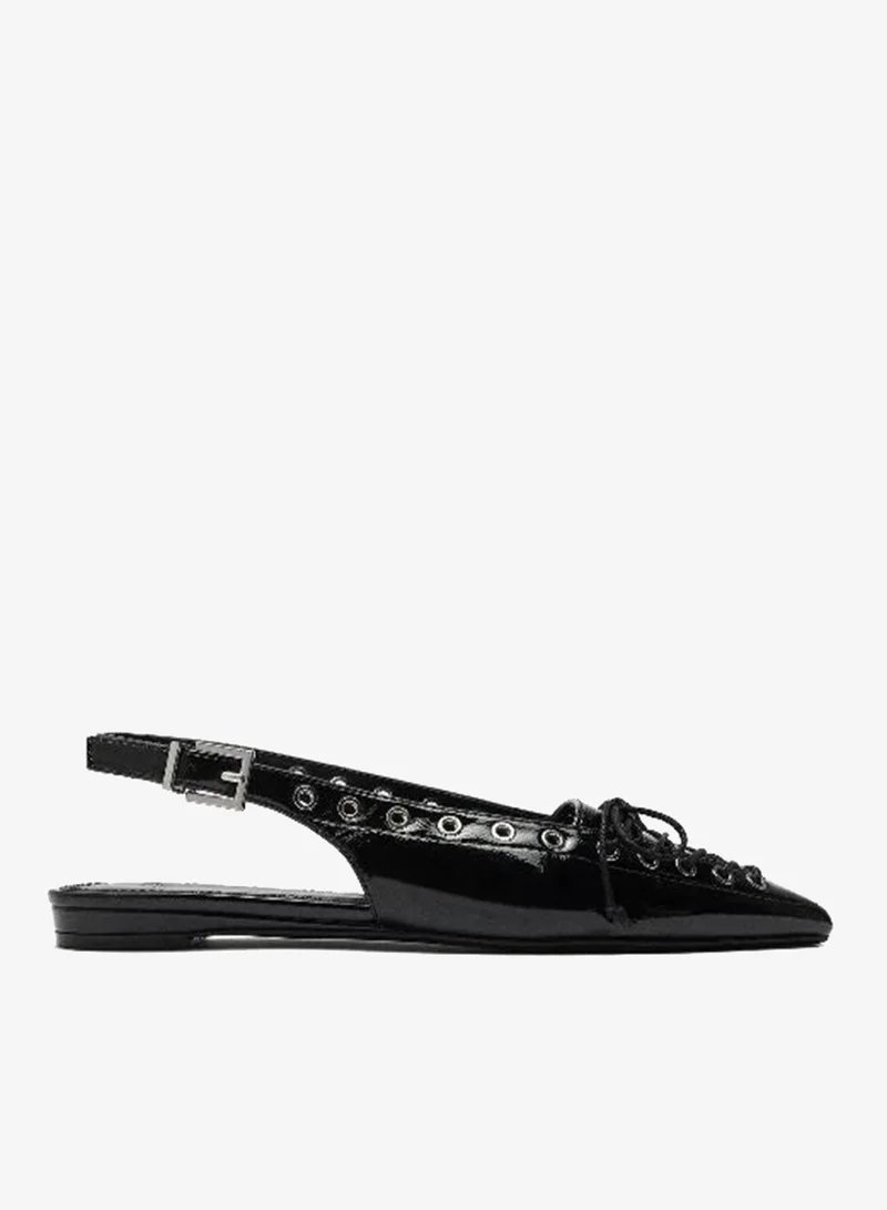 بارفوا أحذية باليه بحزام خلفي مرصعة