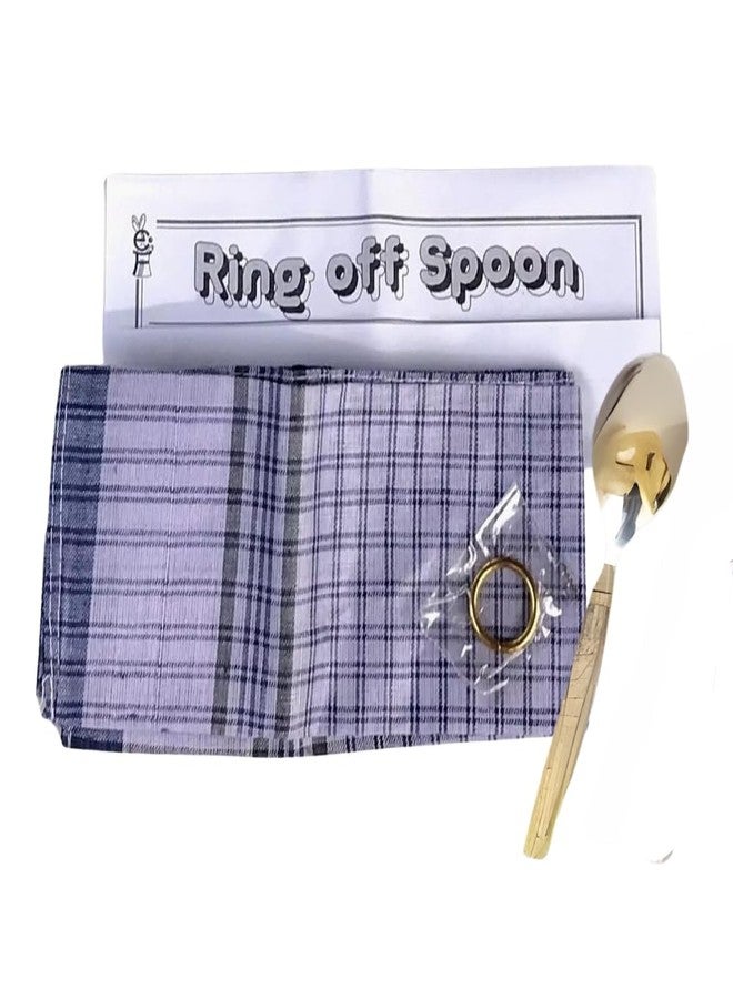 MilesMagic Magician's Ring Off Spoon Gimmick | Penetration Illusion with Metal Ring, Spoon, and Handkerchief | Real Street or Stage Close Up Magic Trick - Image 1