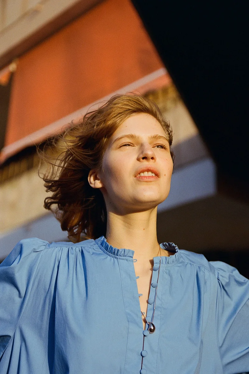 اتش اند ام فستان قطني A-line