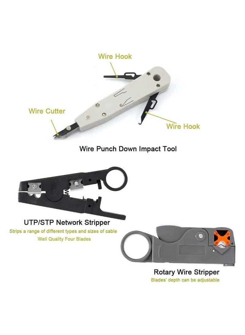Rj45 Crimping Tool Kit for CAT5 CAT6 Professional Computer Maintenacnce LAN Cable Tester Network Repair Tool Set Pack of 8 - Image 4