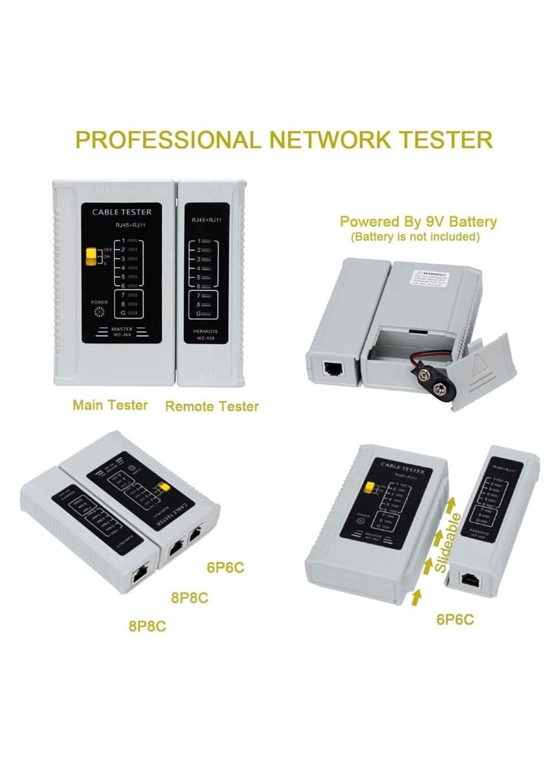 Rj45 Crimping Tool Kit for CAT5 CAT6 Professional Computer Maintenacnce LAN Cable Tester Network Repair Tool Set Pack of 8 - Image 3