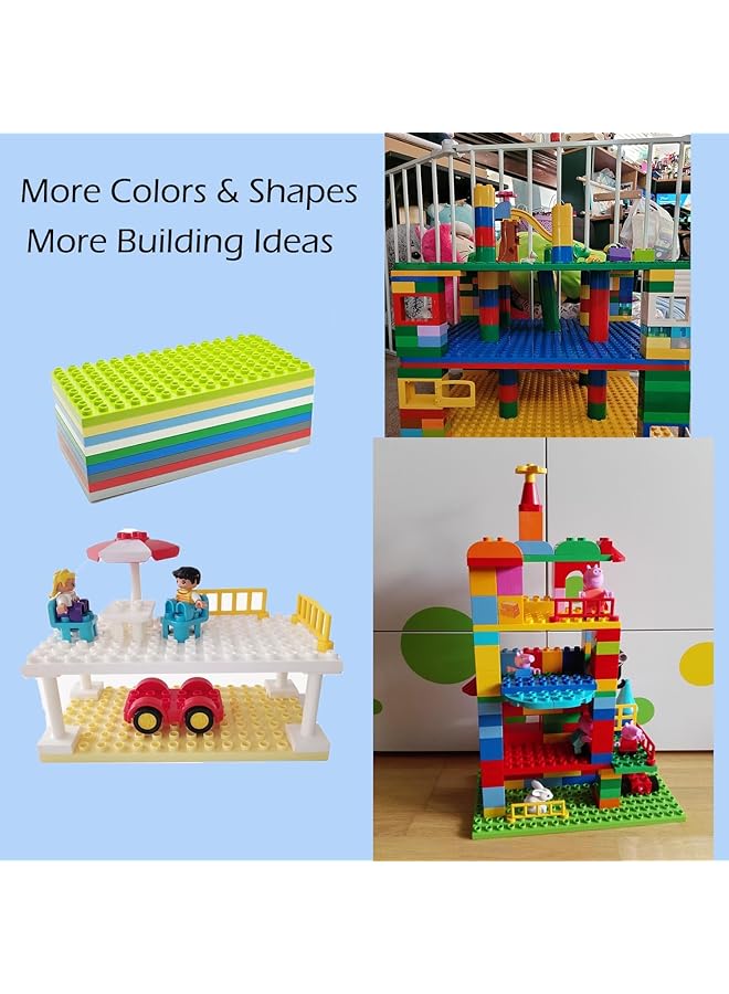 KASTWAVE Compatible With Lego Duplo 10 Pack Large Building Blocks Baseplates 10 Pieces Building Plate Large Plates 19 Cm X 9.5 Cm Large Base Plate Compatible With Large Building Blocks Of All Leading Brands - Image 5