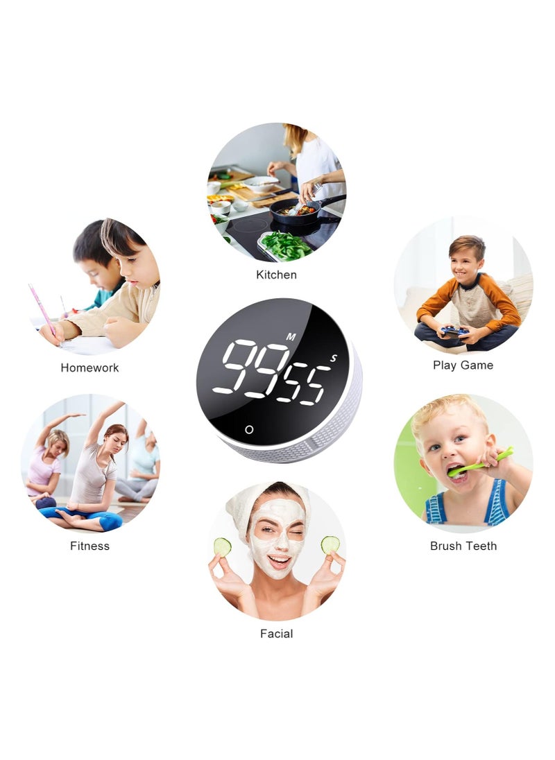 Bukela Digital Kitchen Timers, Visual timers Large LED Display Magnetic Countdown Countup Timer for Classroom Cooking Fitness Baking Studying Teaching, Easy for Kids and Seniors White  - Image 5