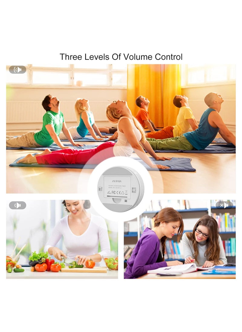 Bukela - Digital Kitchen Timers, Visual timers Large LED Display Magnetic Countdown Countup Timer for Classroom Cooking Fitness Baking Studying Teaching, Easy for Kids and Seniors White - Image 1