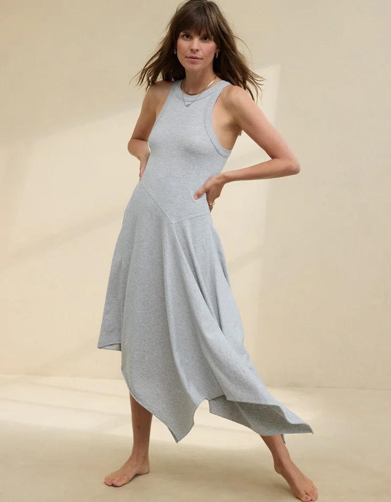 Aerie Aerie Tank Asymmetric Midi Dress
