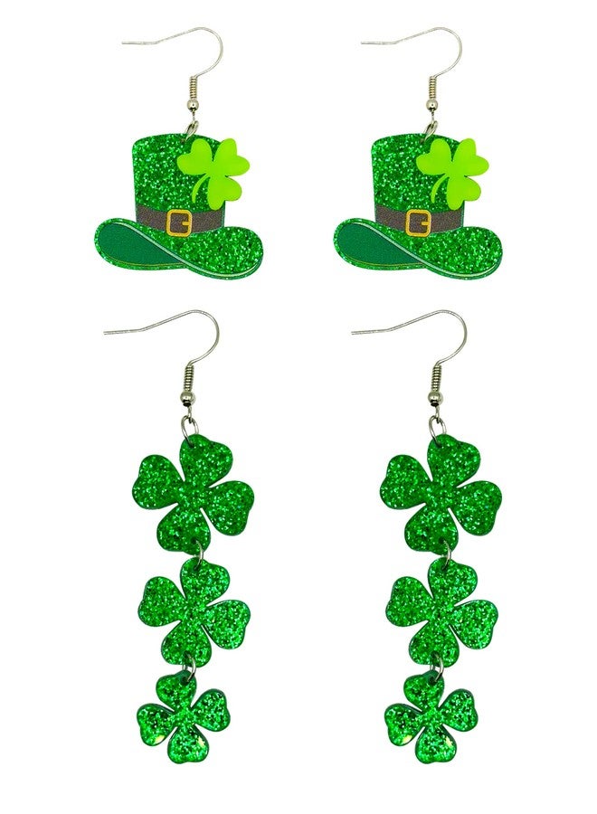 DOLLESS St Patricks Day Earrings Irish Green Hat Clover Dangle Earrings shamrock Holiday Earring for Women - Image 1