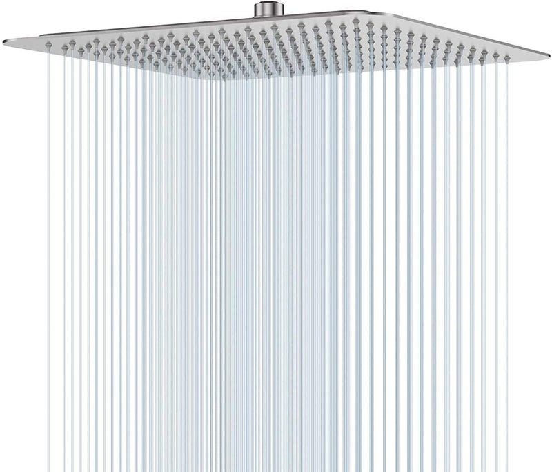 New Stainless Steel 304 Square Ultra Slim High Pressure Rainfall Shower Head for bathroom Chrome Finish 12 INCH WITHOUT SHOWER ARM  - Image 1