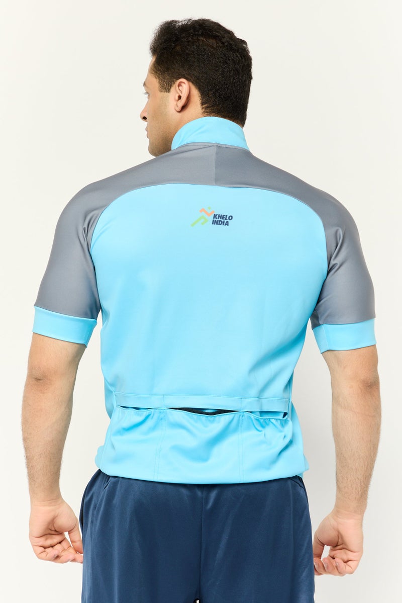 Men Sportswear Fit Short Sleeves Cycling Jersey, Multicolor