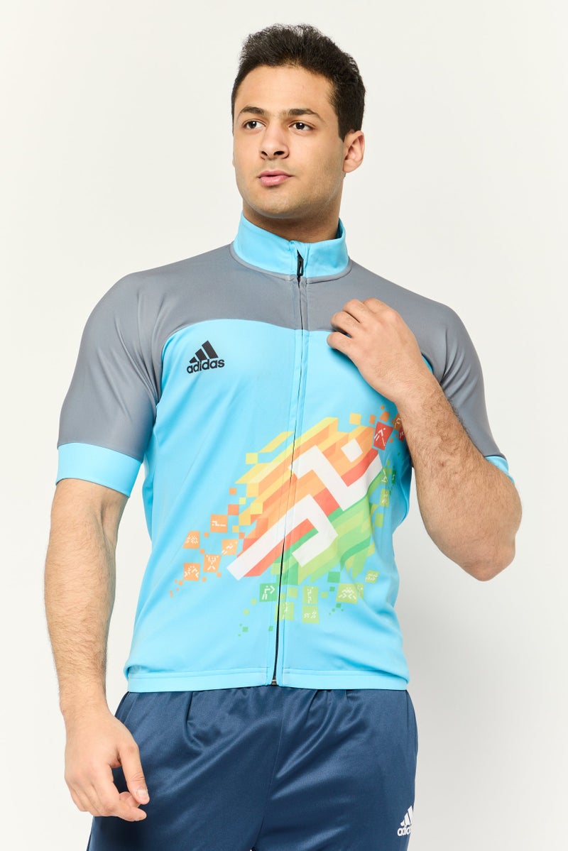 Men Sportswear Fit Short Sleeves Cycling Jersey, Multicolor