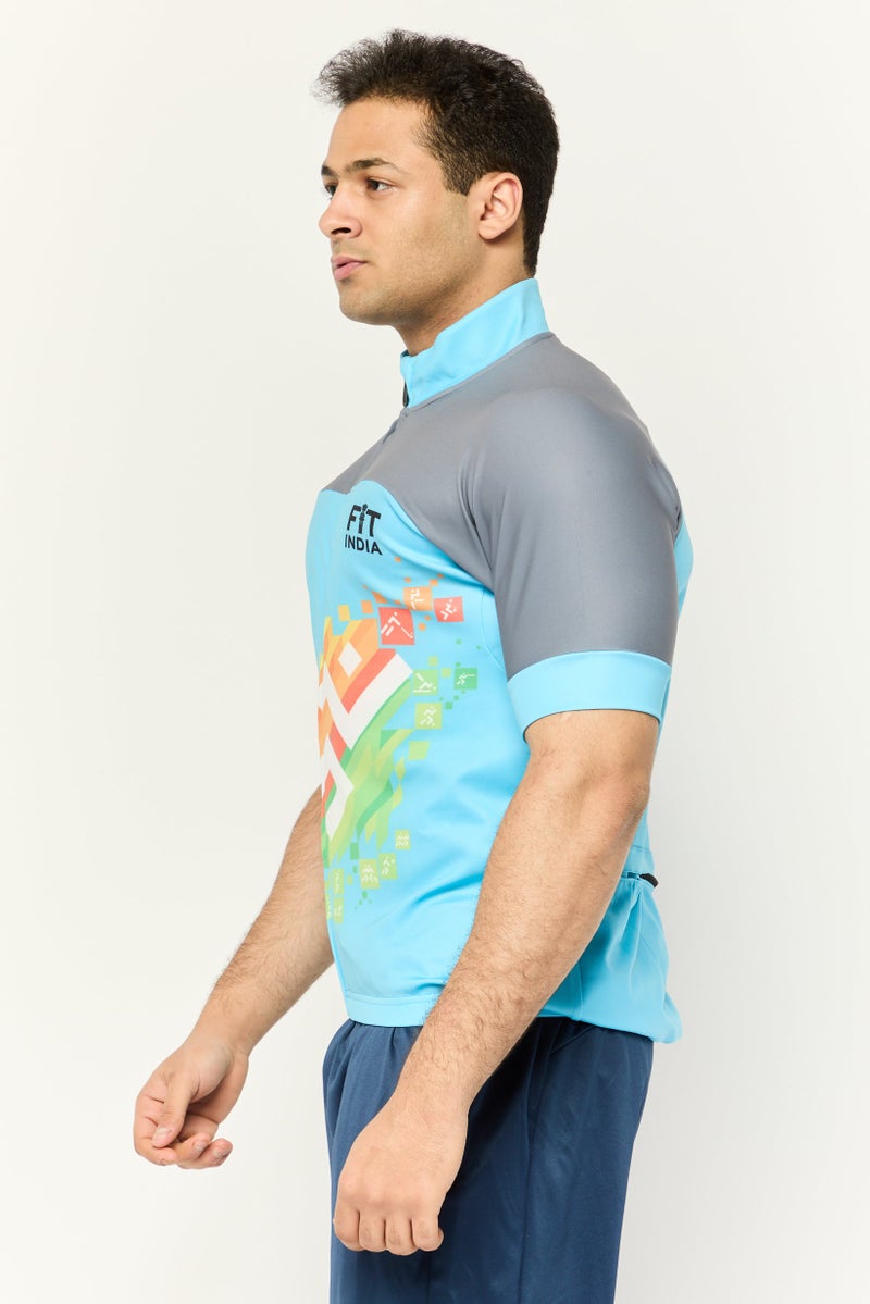 Men Sportswear Fit Short Sleeves Cycling Jersey, Multicolor
