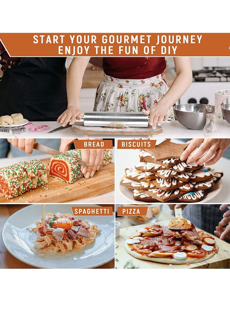SYOSI - Rolling Pin for Baking Pizza, Pie Cookie, 15 Professional Dough Roller Stainless Steel Metal with Handle Design Best for Fondant, Pie Crust, Pastry, Pasta, Pizza Dough - Image 1