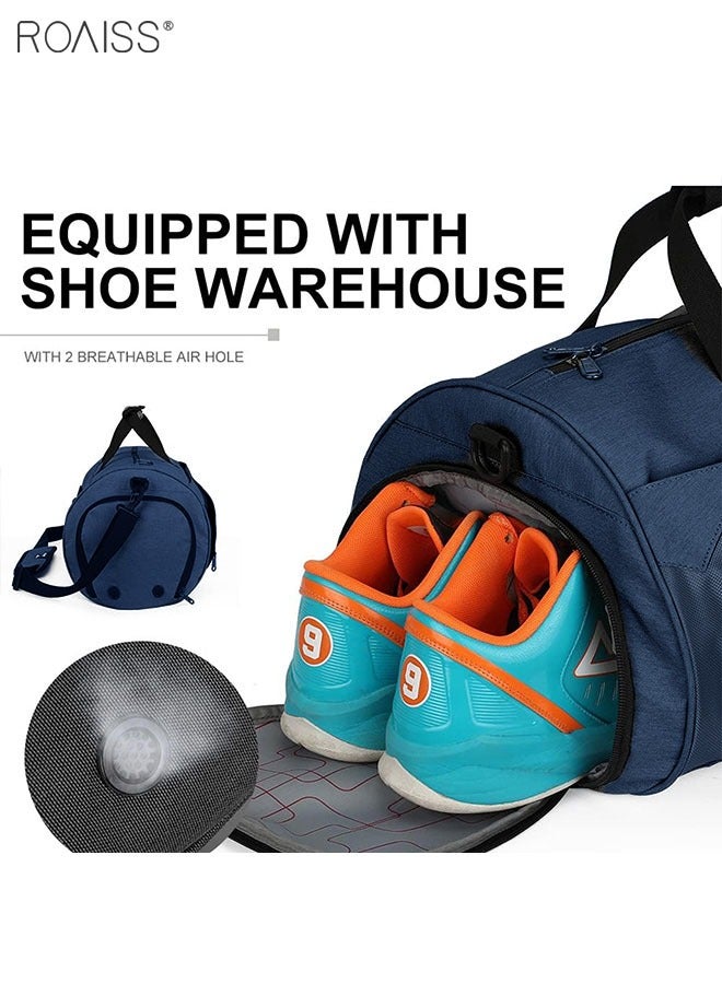roaiss Men's Sports Travel Handbag Large Capacity Dry Wet Separation Independent Shoe Compartment Waterproof And Scratch Resistant Yoga Bag  - Image 2
