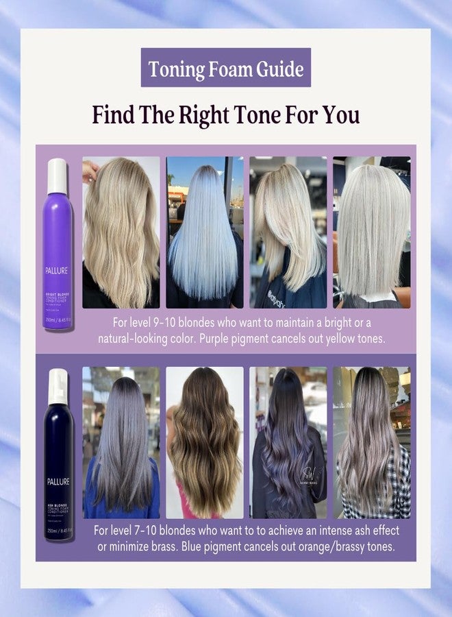 Pallure Bright Blonde Hair Toning Foam Conditioner, Reduces Brassiness And Yellow Tones - For Blonde, Silver, Ash Hair, Vegan and Cruelty Free, 250 ml - Image 4