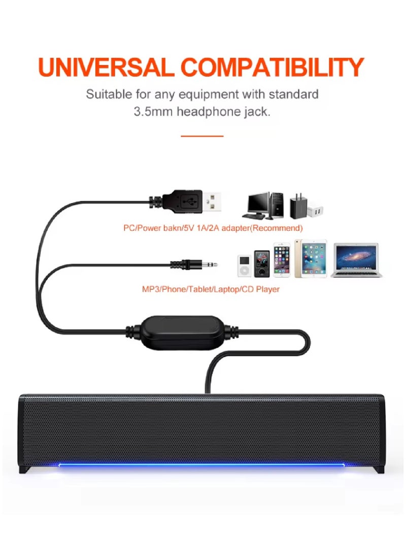 T-WOLF - Stereo Sound And Lights Powerful Gaming Speakers For PC Monitor Laptop S6 - Image 1