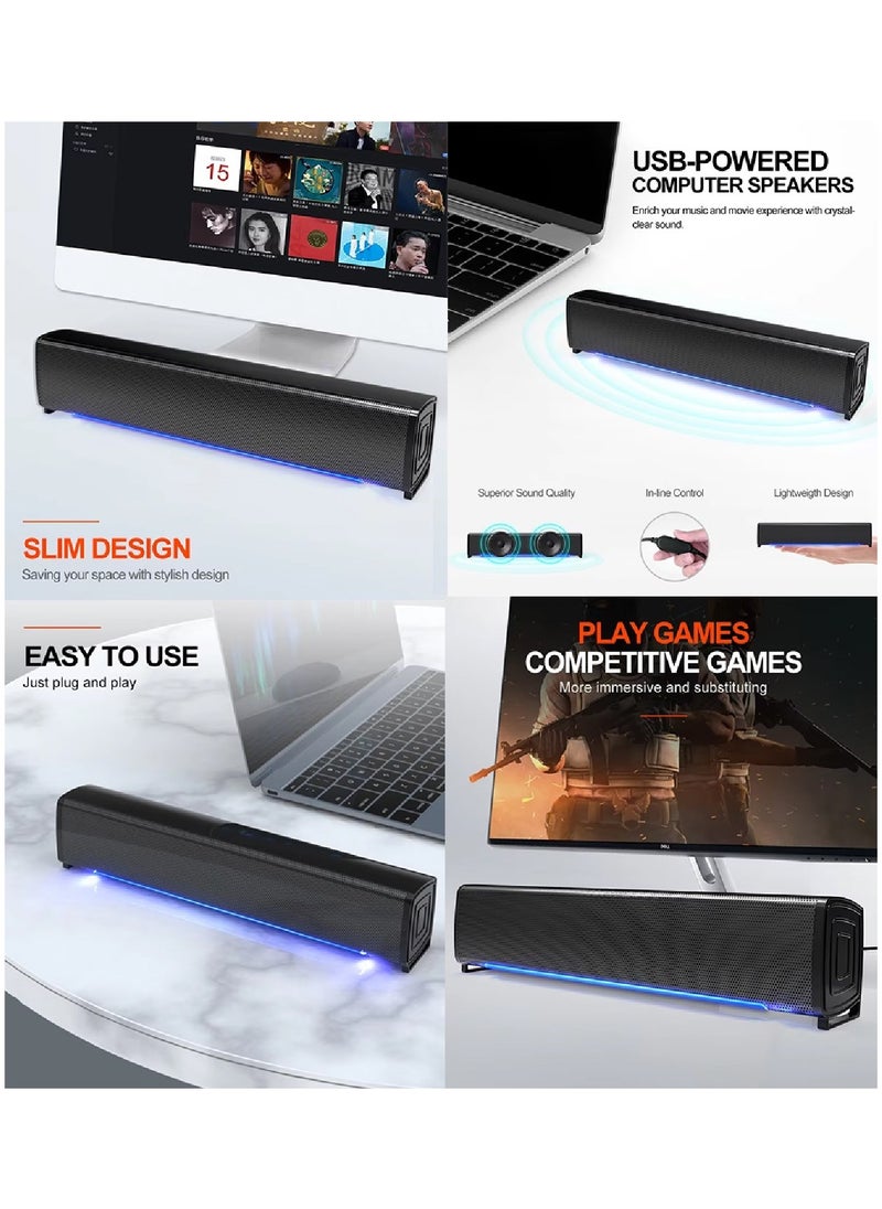 T-WOLF - Stereo Sound And Lights Powerful Gaming Speakers For PC Monitor Laptop S6 - Image 1