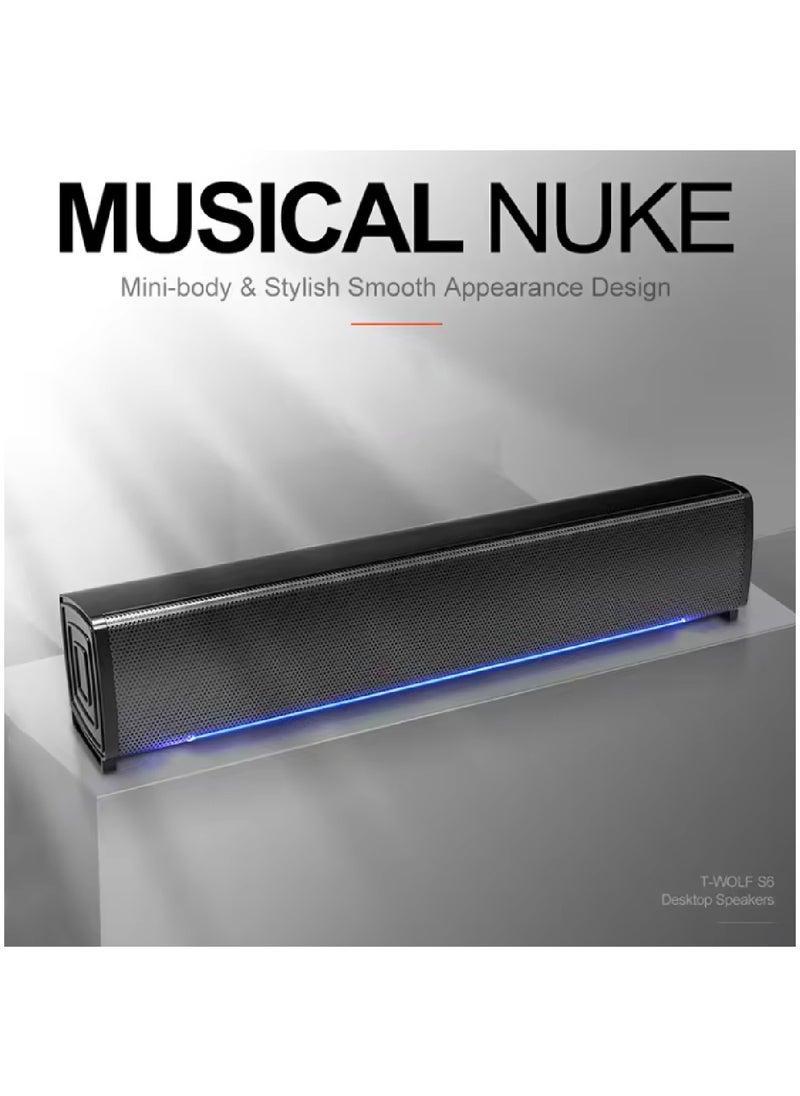 T-WOLF - Stereo Sound And Lights Powerful Gaming Speakers For PC Monitor Laptop S6 - Image 1