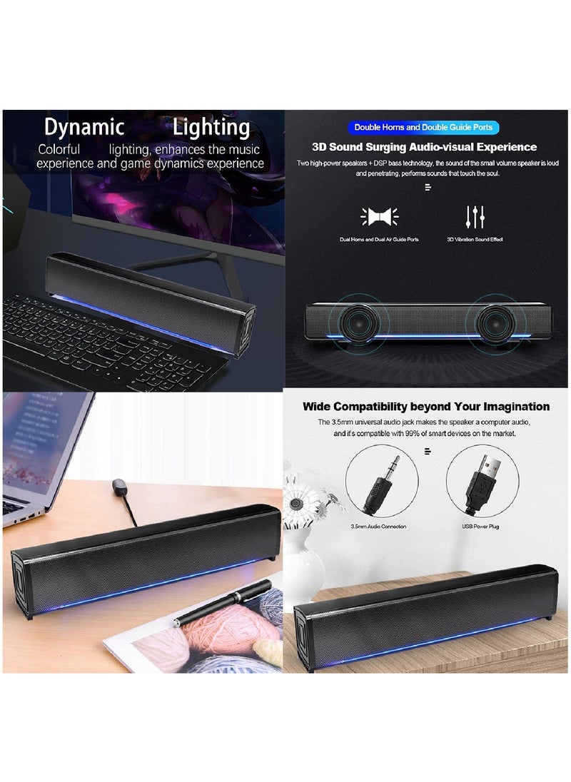 T-WOLF - Stereo Sound And Lights Powerful Gaming Speakers For PC Monitor Laptop S6 - Image 1