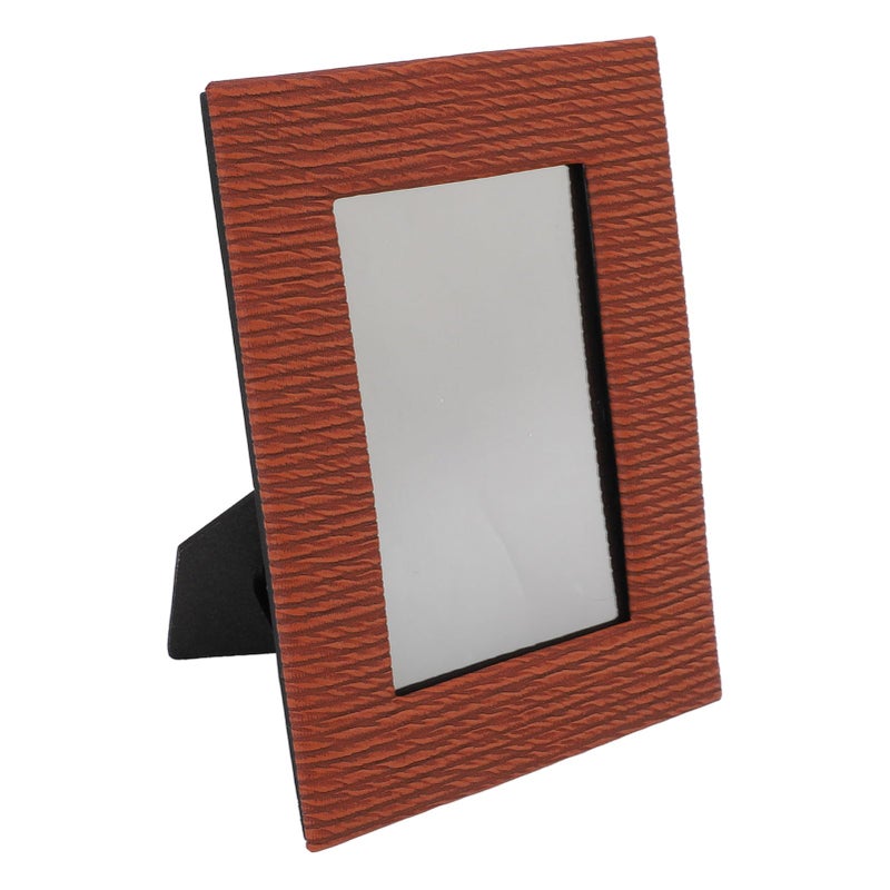 Brown Leather Tabletop Photo Frame For 6 Inch Pictures Home Office Decor - Image 4
