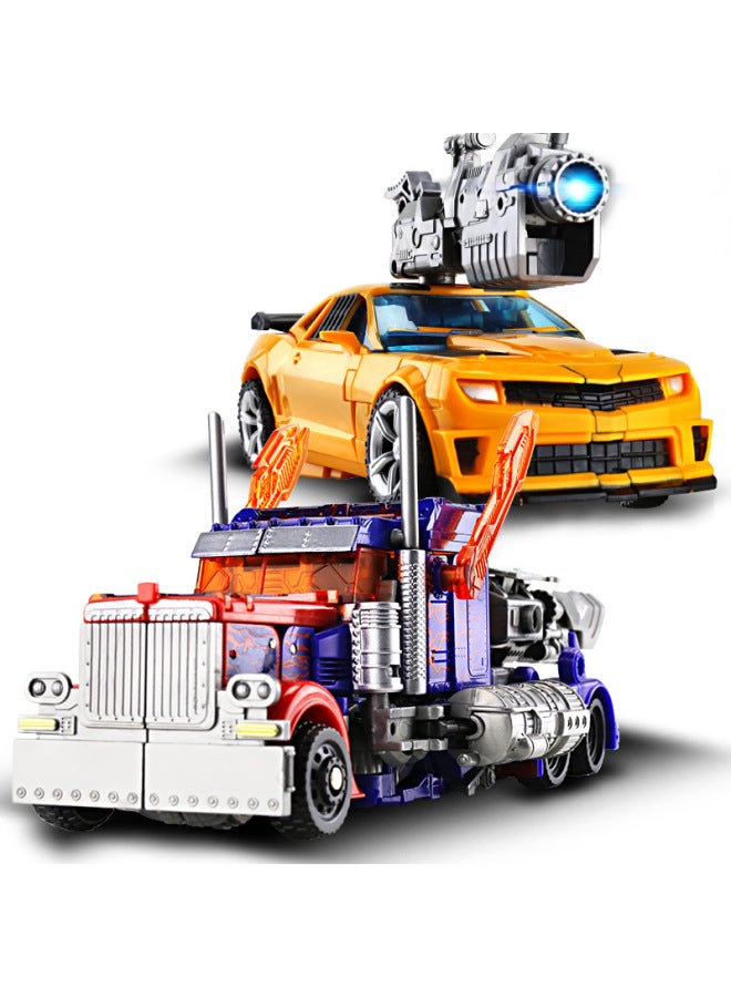 Transformable Toy Model Car Dinosaur Robot Bumblebee Alloy Authentic Children's Boys Gifts Action Figures Vehicle Models-Color: Original Optimus Warrior - Image 5