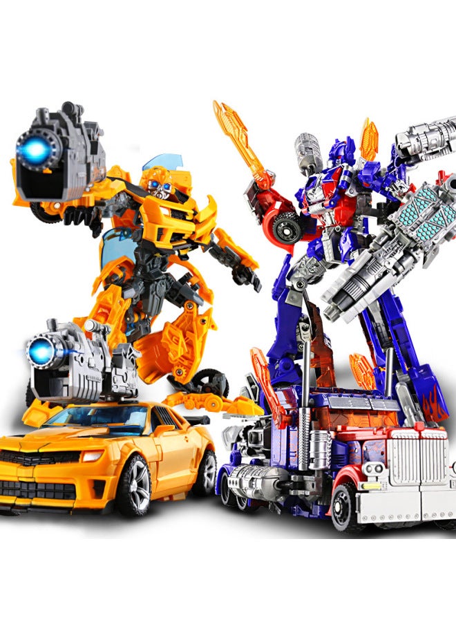 Transformable Toy Model Car Dinosaur Robot Bumblebee Alloy Authentic Children's Boys Gifts Action Figures Vehicle Models-Color: Original Optimus Warrior - Image 2