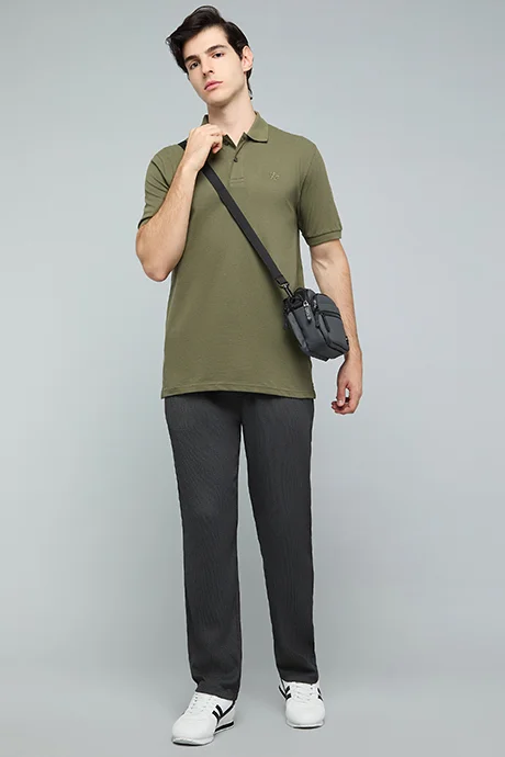 أر أند بي Solid Polo T-Shirt with Short Sleeves