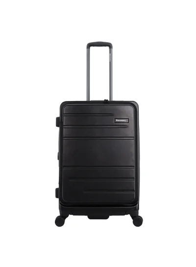 Discovery Discovery Patrol Hardside Check-In Medium Travel Suitcase, 100% PC Durable Ultra Lightweight Hard Shell Expandable Luggage, 4 Double Wheel, TSA Lock Trolley Bag Black (60 cm/24 Inch) Anthracite Black.
