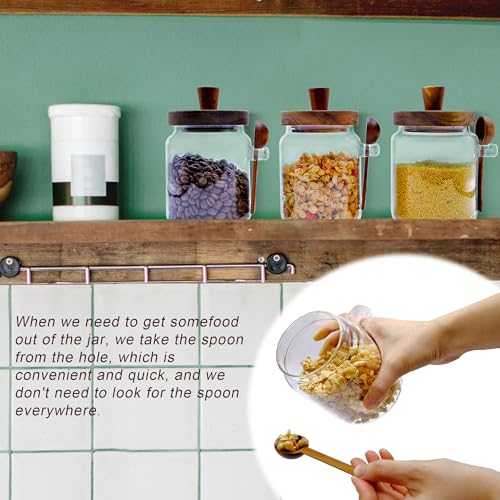 Taefaba 3PCS Spice Jars Overnight Oats Containers with Airtight Lid and Wooden Spoon,17 OZ Glass Food Storage Canisters, Glass Jars for Coffee Bean, Sugar, Dry Goods,Cookie,Candy,Cereal,Tea,Salt - Image 4