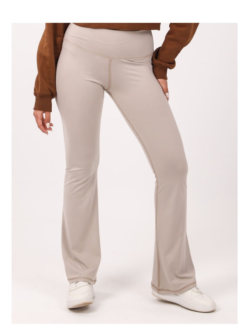 SHECHICK Shechick Beige ActiveFit Wide Leg Leggings - Image 4