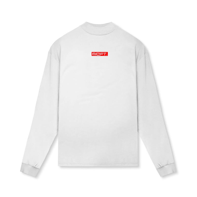 MCFT foreign trade cross-border Men's Fitness long-sleeved T-shirt autumn new training sweater loose turtleneck bottoming shirt - Image 4