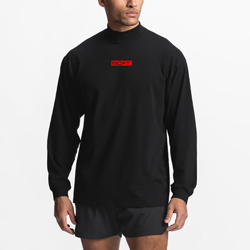 MCFT foreign trade cross-border Men's Fitness long-sleeved T-shirt autumn new training sweater loose turtleneck bottoming shirt - Image 5