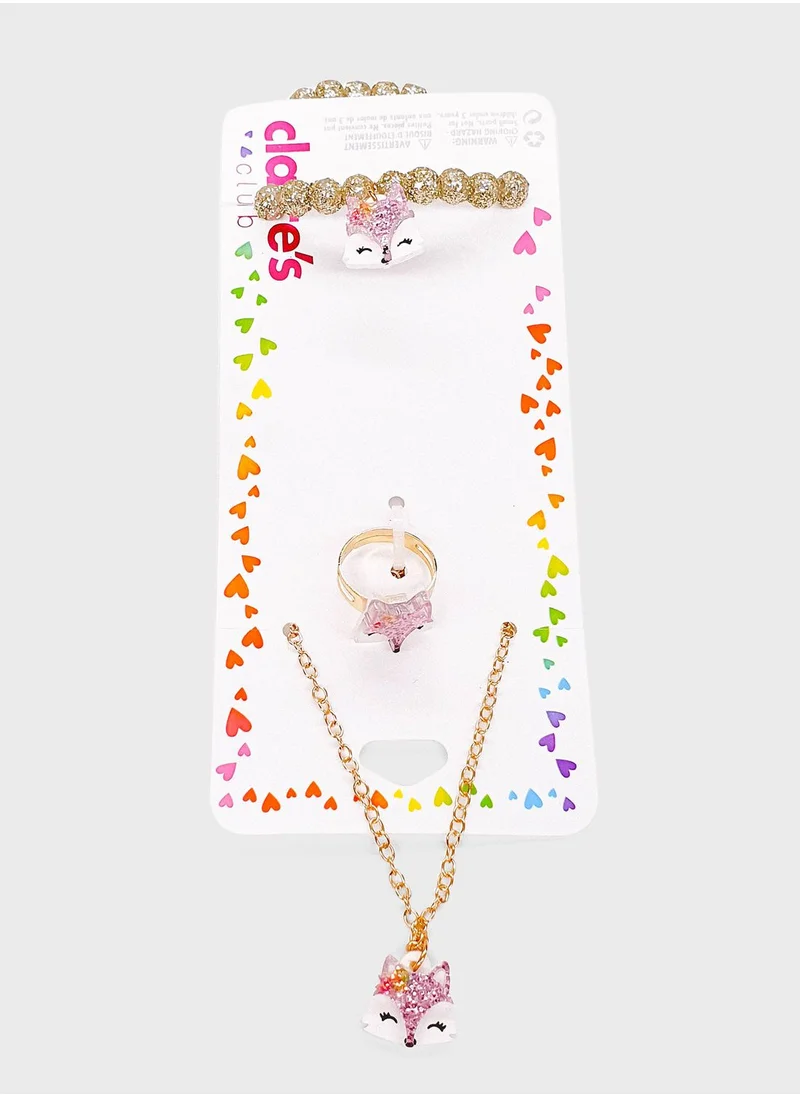 Claires Kids Fox Pendant Necklace & Bracelet Set