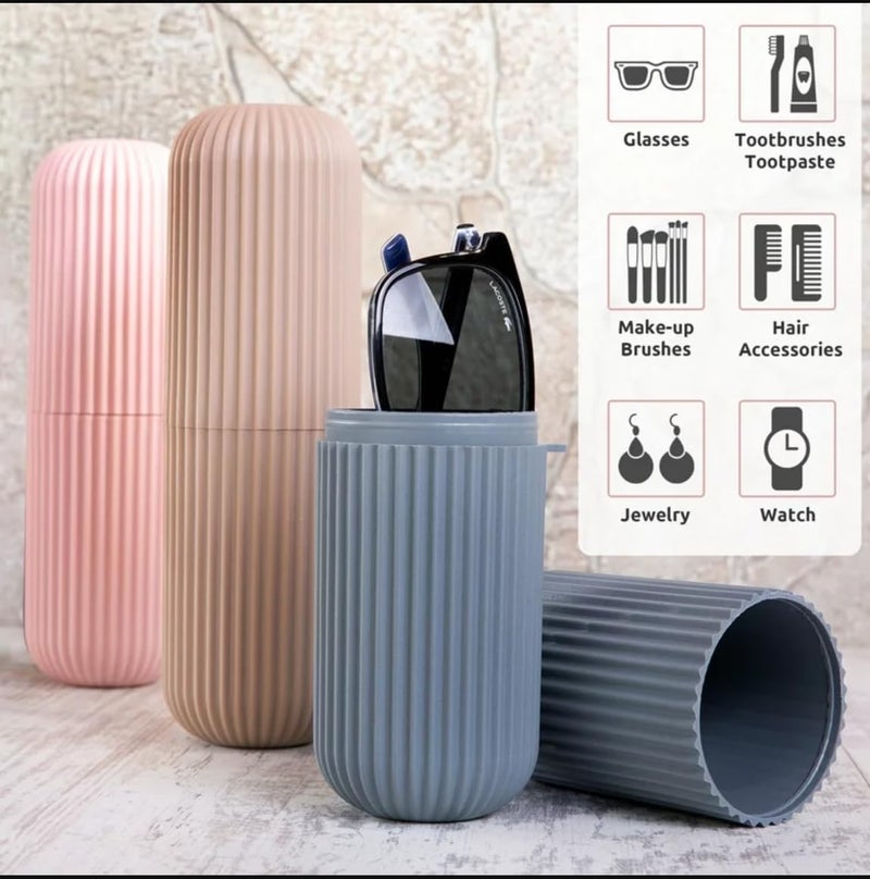 Clazkit Clazkit Plastic Portable ToothbrushToothPasteGlassesMake up Brushes Case Box Storage Organizer Cover For Travel Bathroom Hiking Camping Color May Vary Pack of 1  - Image 4