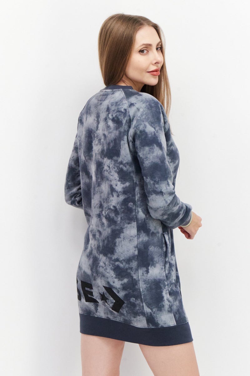 CONVERSE Women Sportswear Fit Outdoor Sweatshirt Dress, Grey Combo - Image 3