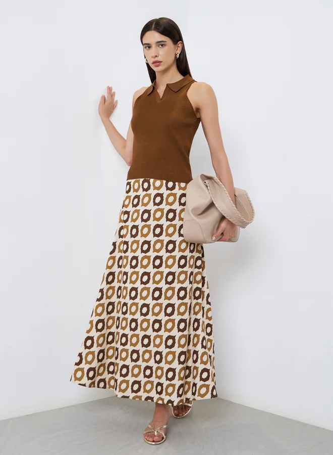 تايك تو Take Two All-Over Print A-Line Maxi Skirt