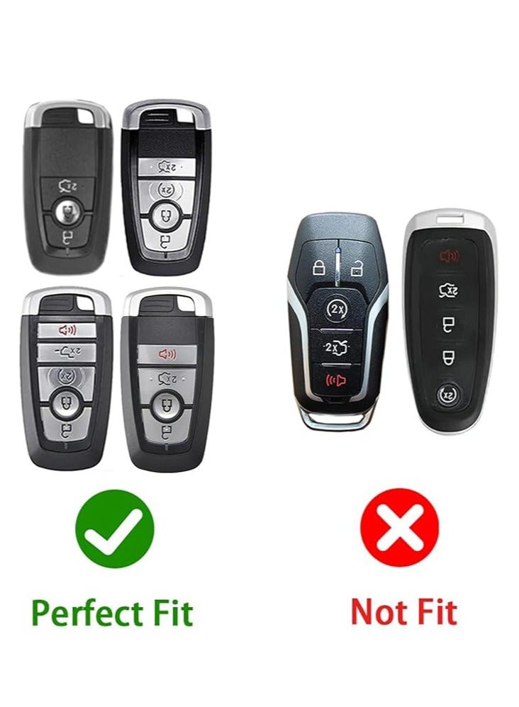 OUYoo نسيج ألياف أويو الكربونية TPU لغلاف حافظة المفاتيح من فورد مناسب لمستكشف فورد إيدج الاندماج موستانج الهروب لينكولن 164-R8149 المفتاح الذكي (ذهب) - Image 2