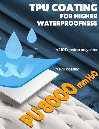 ANYOO Hooded Rain Poncho for Adults Waterproof Lightweight Rain Coats for Men Women Reusable Rain Jacket for Emergency Camping Outdoor Activities (Sea blue) One Size - Image 3