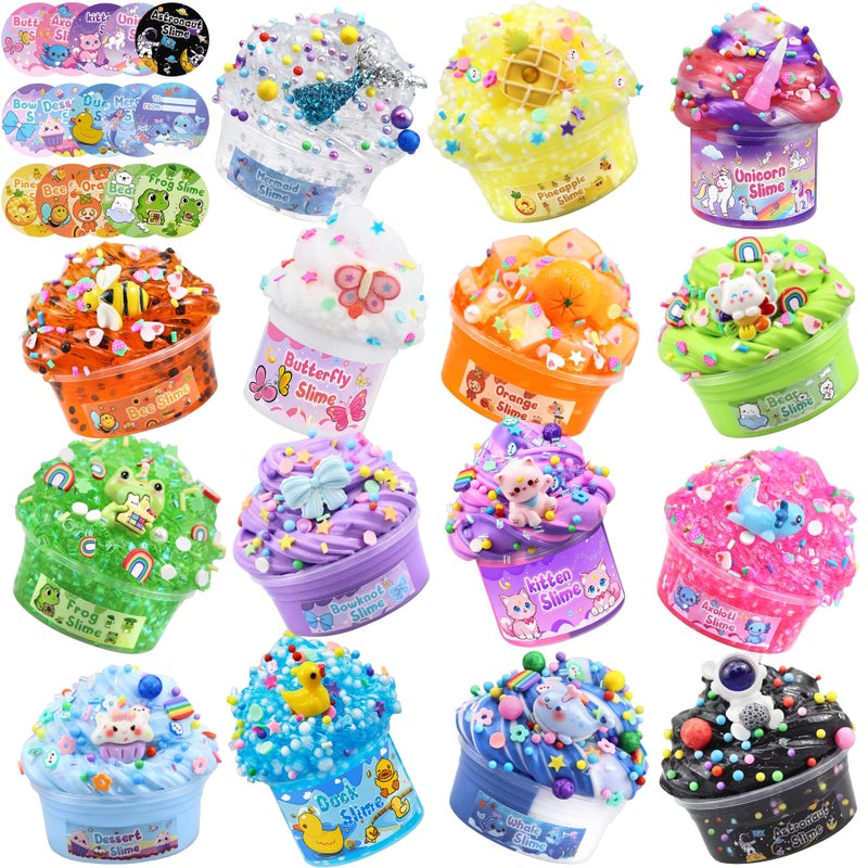 LAWOHO 15 Pack Slime Kit for Kids, DIY Crunchy Butter Slime Set with Charms & Add-ins, Soft Non-Sticky Slime Party Favors, Stress Relief Sensory Toys, Birthday Gifts Classroom Prizes for Boys Girls - Image 1